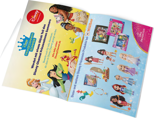 Booklet spread: Disney Princess summer products