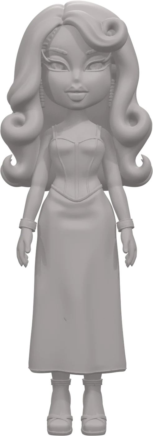 Clay render of the 3D doll