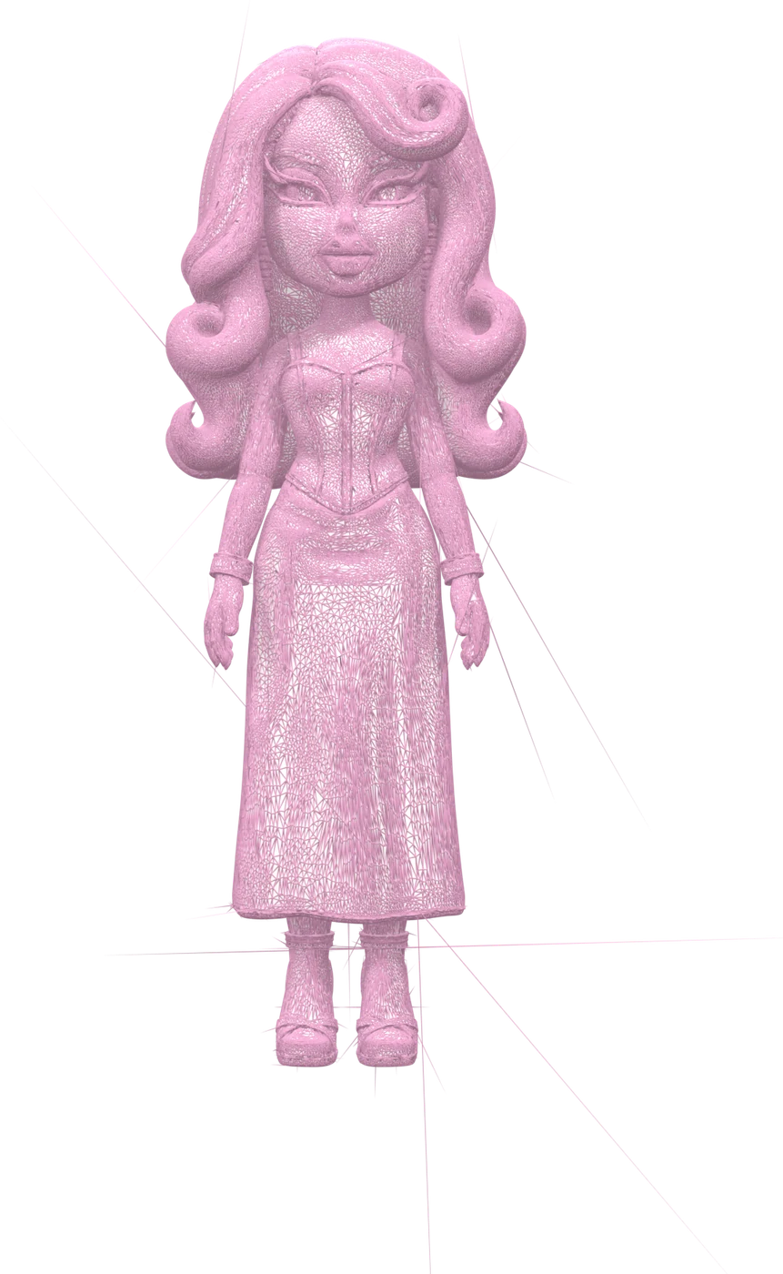 Wireframe render of the 3D doll