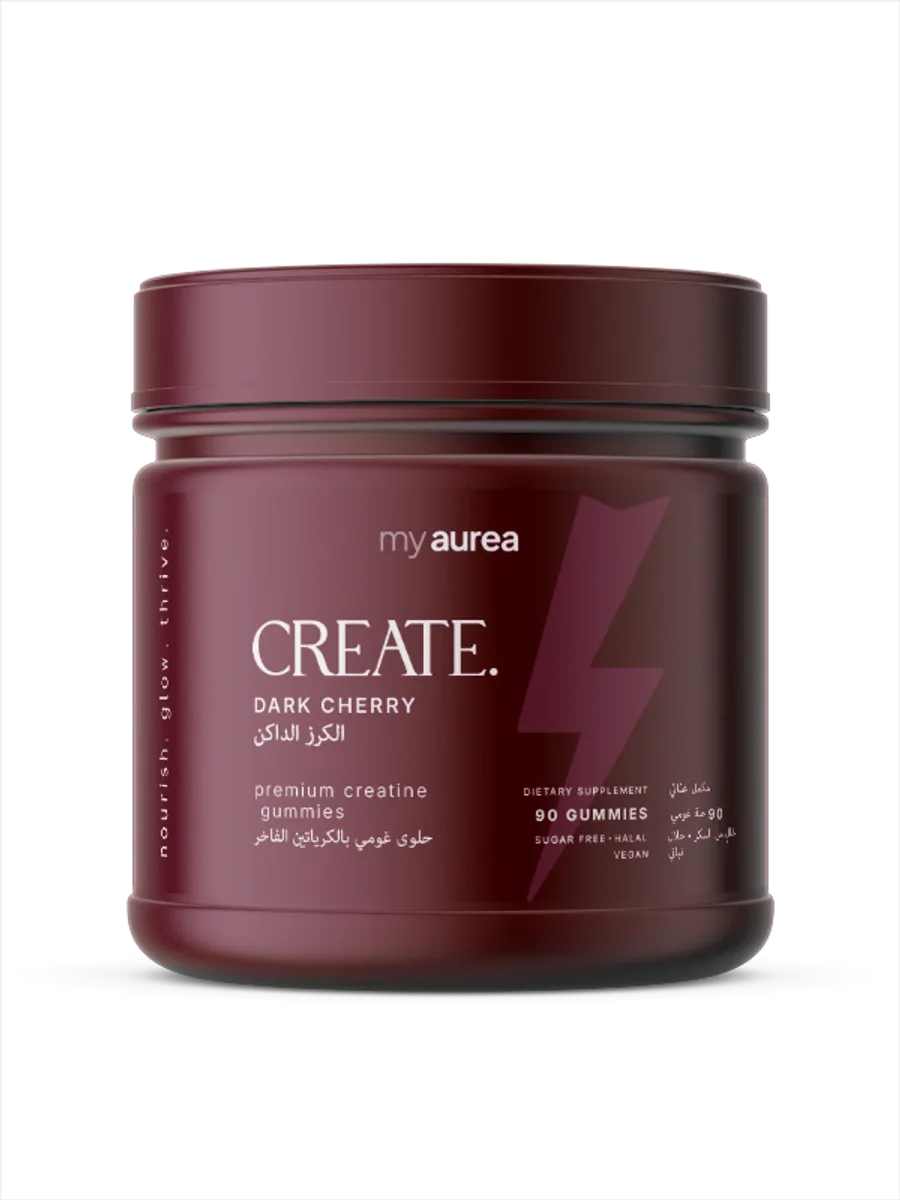 my create — a deep burgundy jar of dark cherry gummies