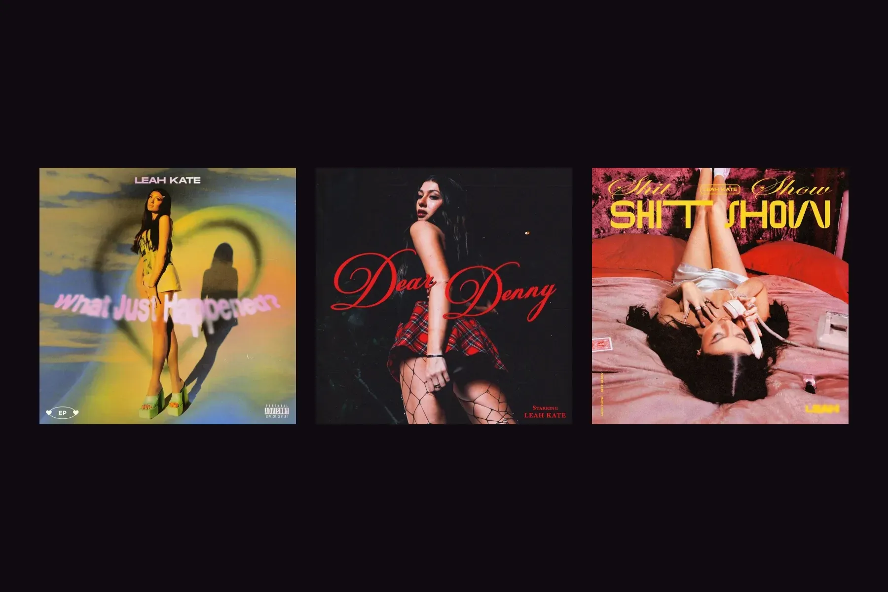 Three Leah Kate covers side by side
