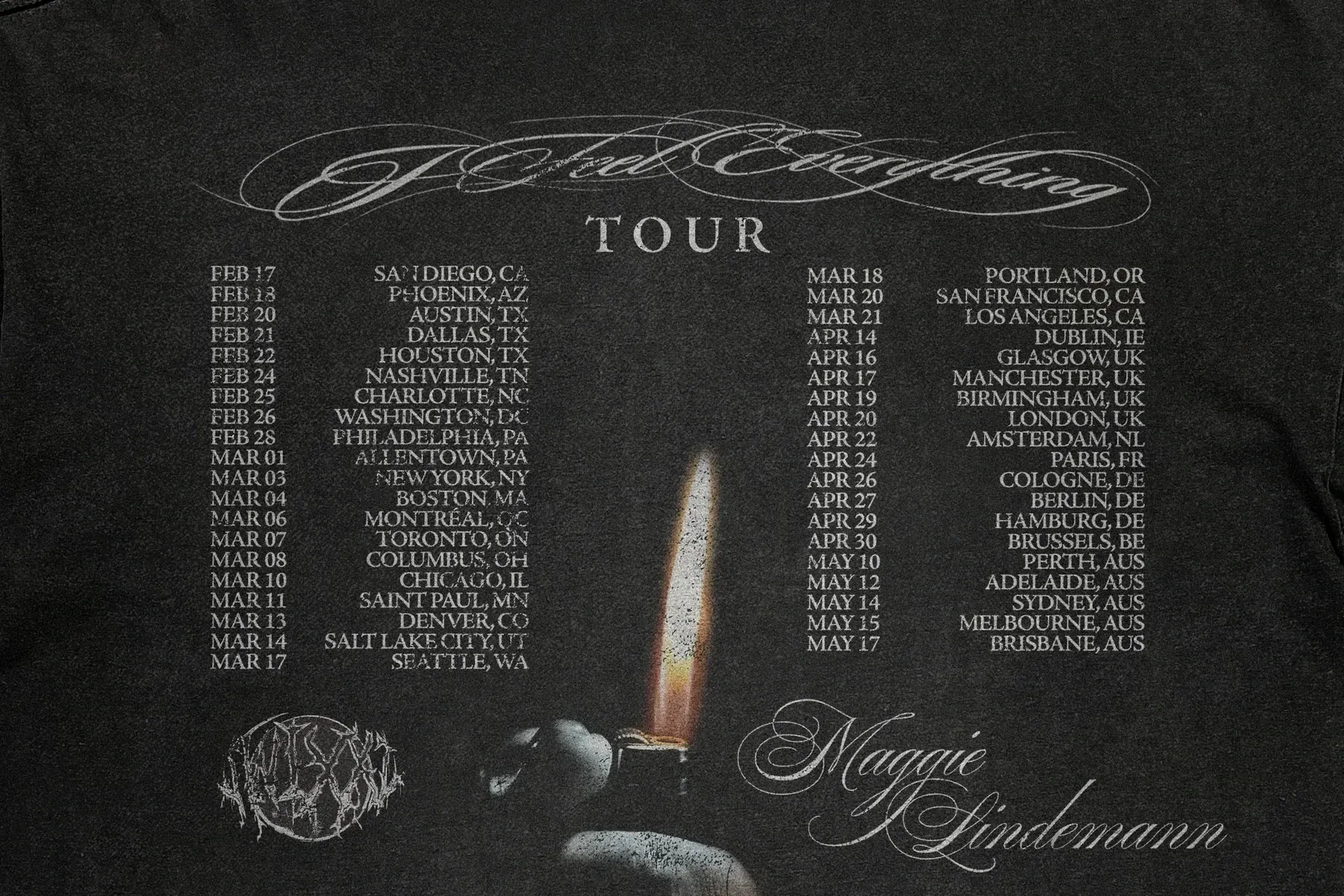 The tour-dates back print for Maggie Lindemann