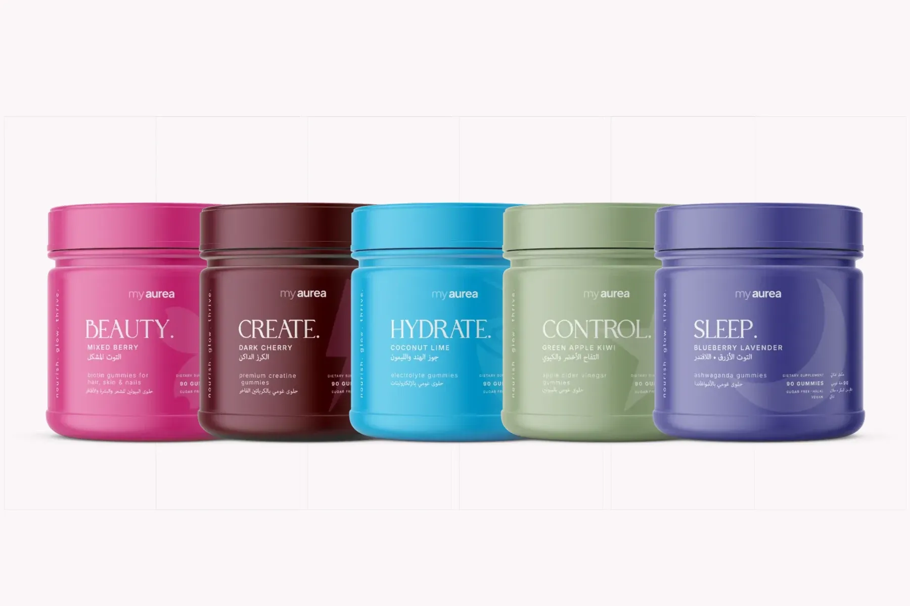 The five my aurea jars in a row