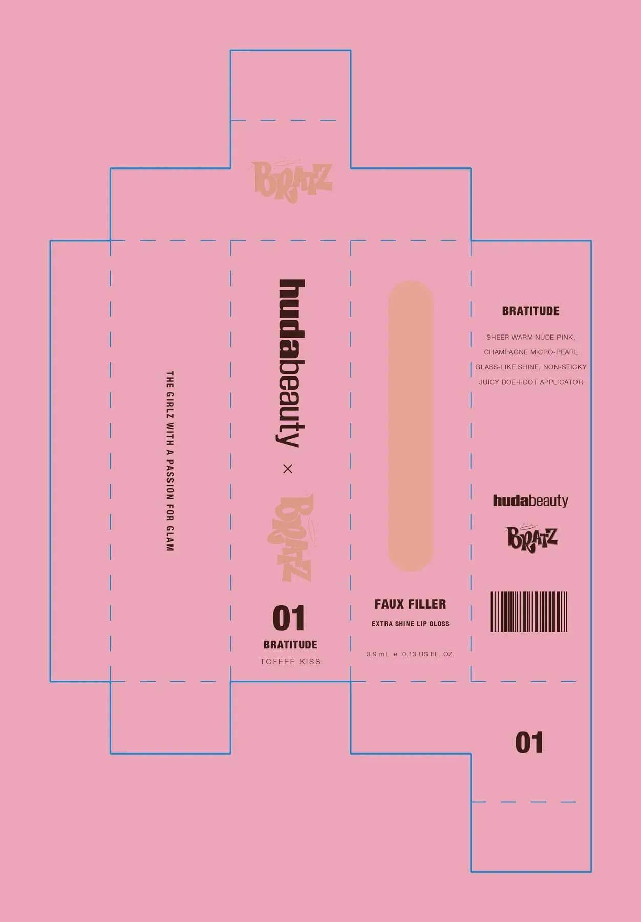 Dieline and print layers of the Bratitude carton