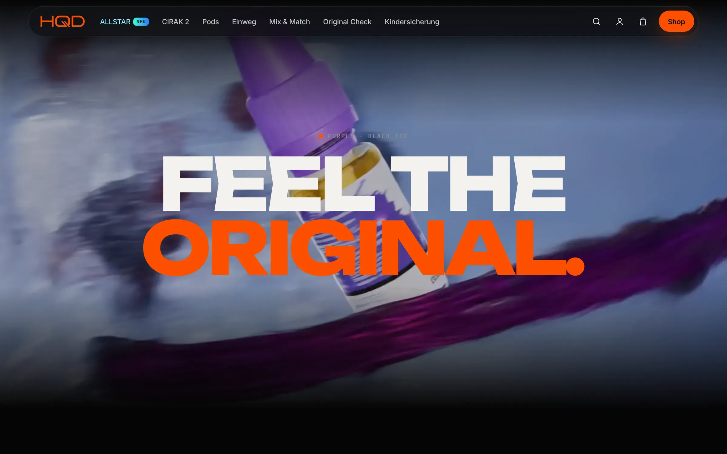 The brand film band: blackberries and ice over “Feel the Original.”