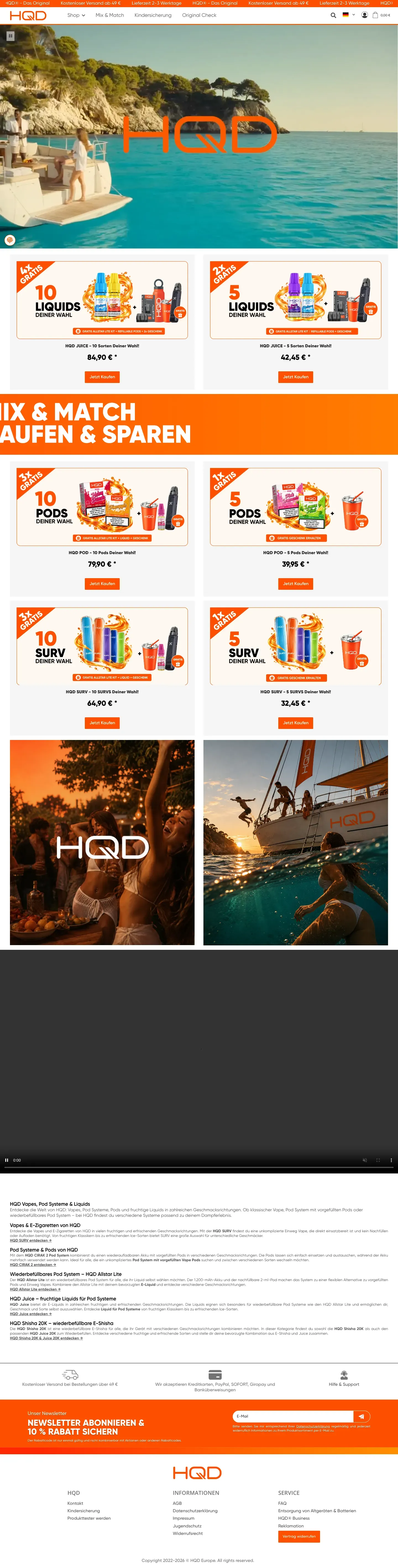 The full length of the old hqdeurope.com home page