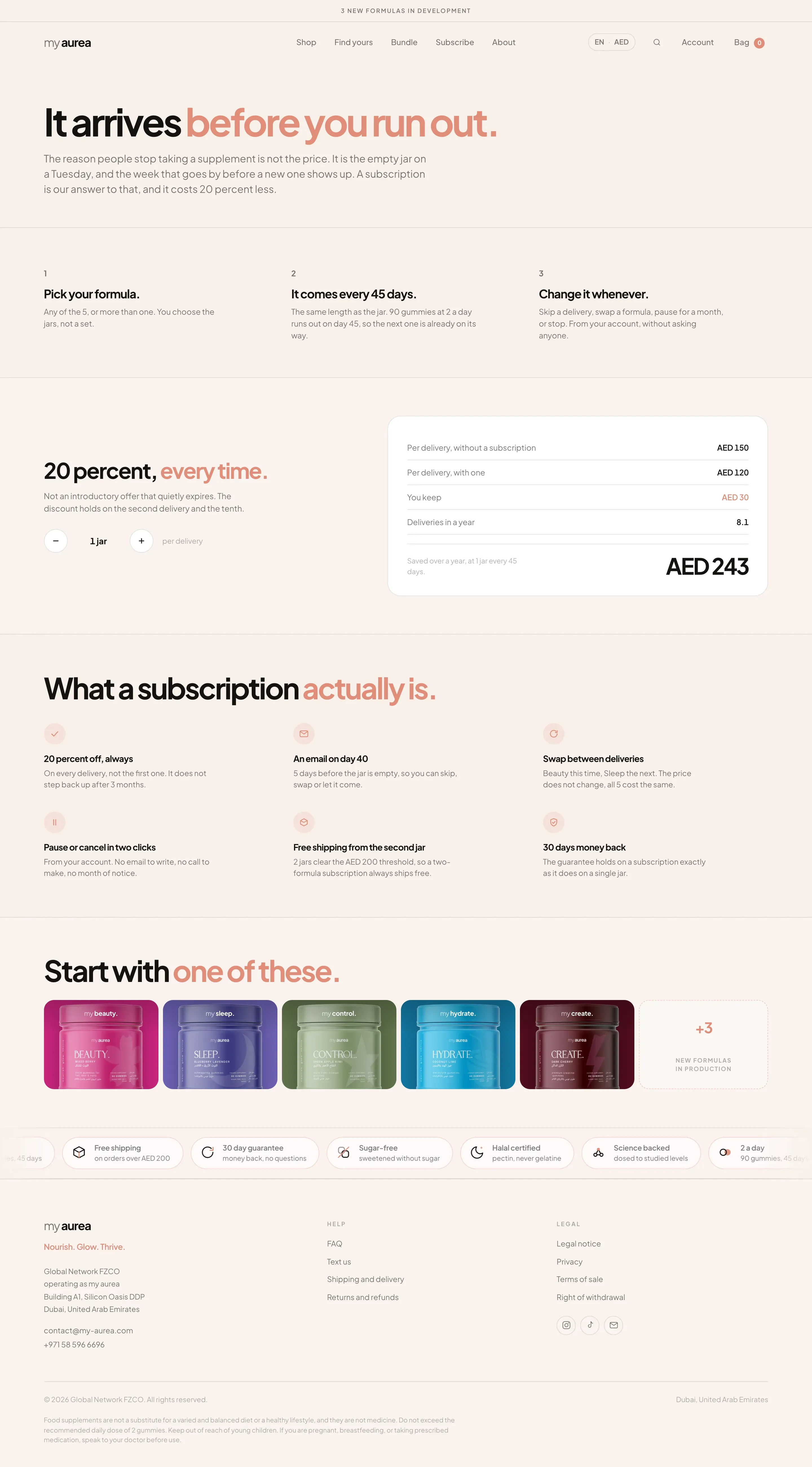 The subscription page