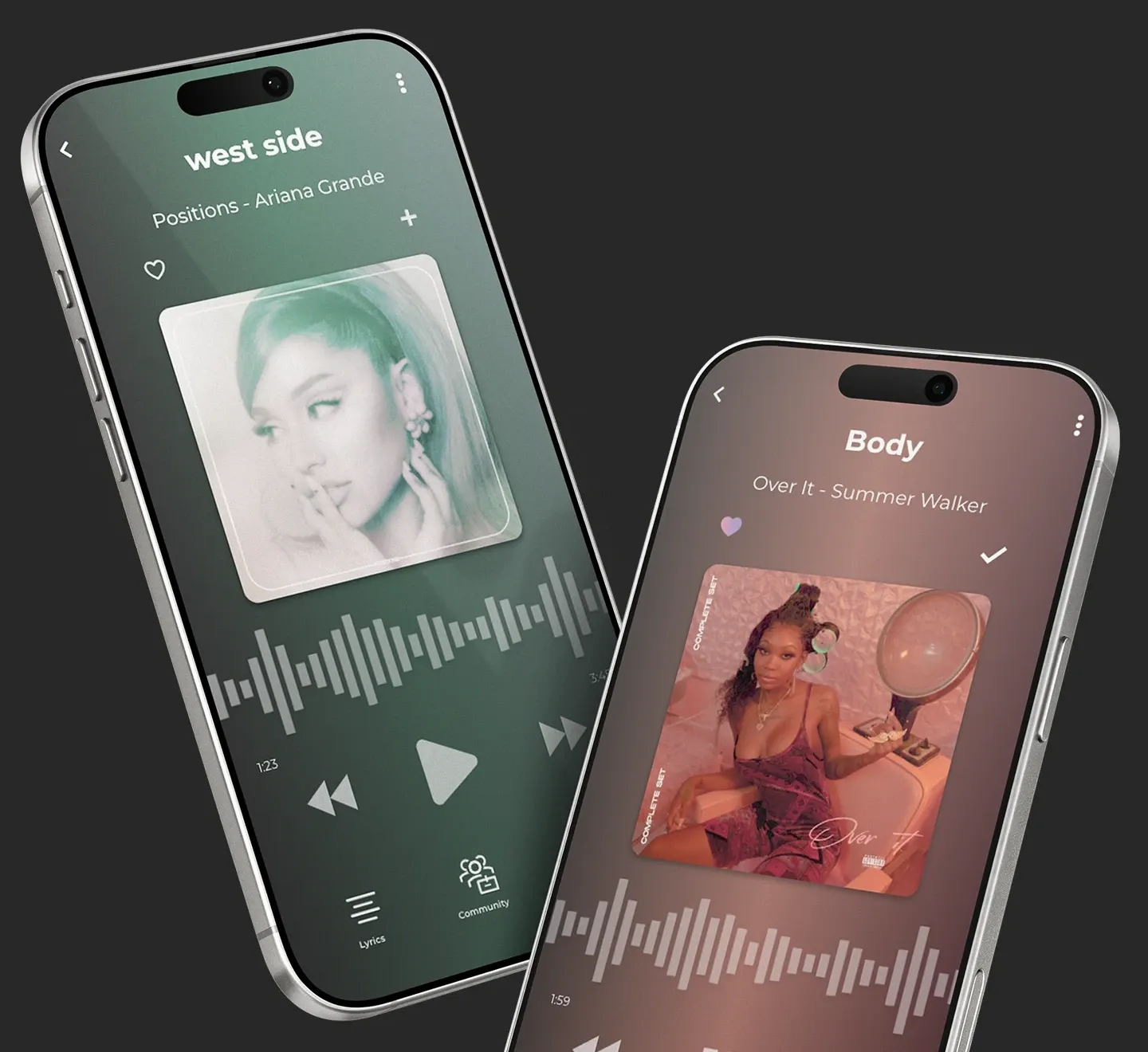 FREQ music player screens