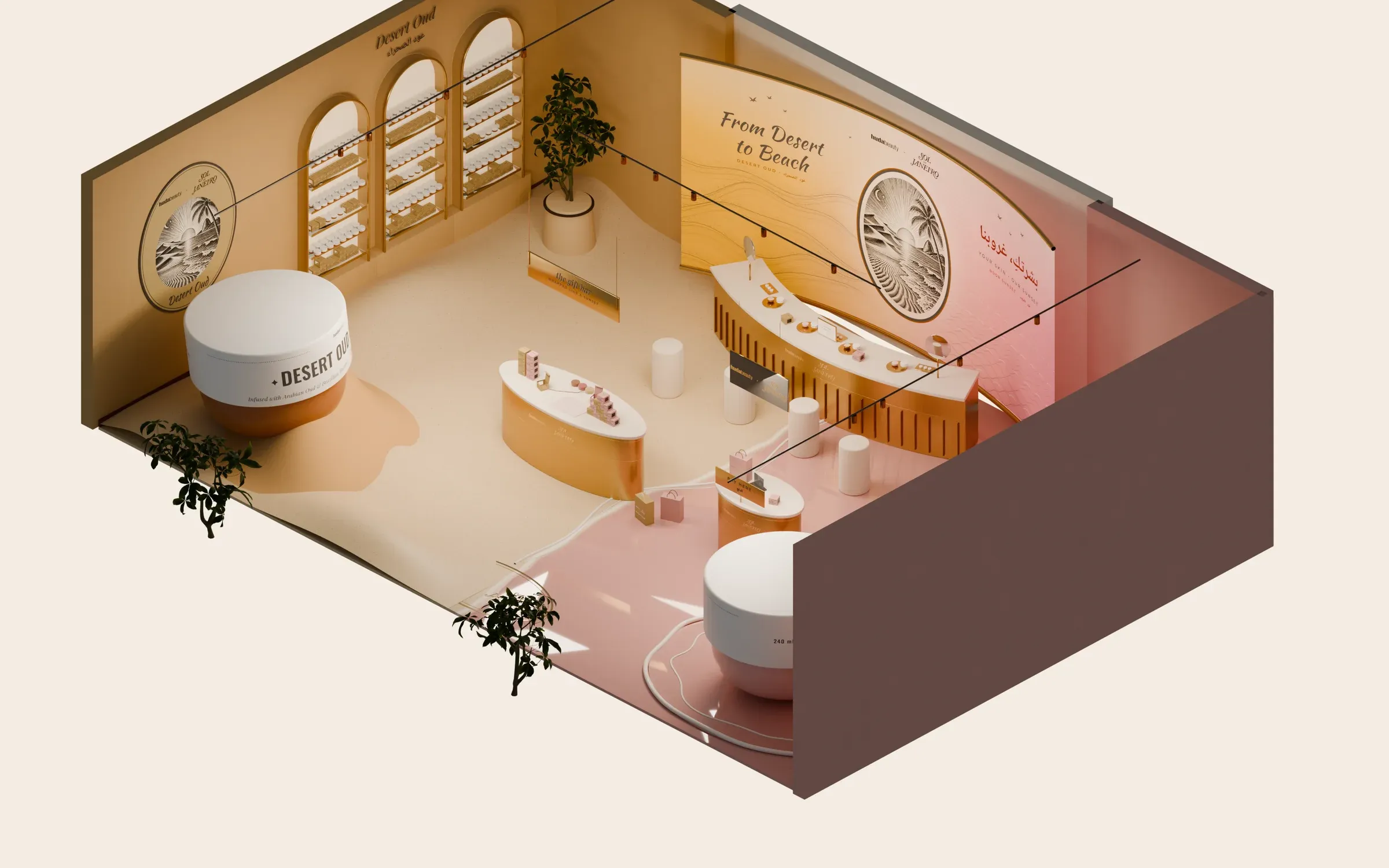 Cut-away axonometric of the pop-up