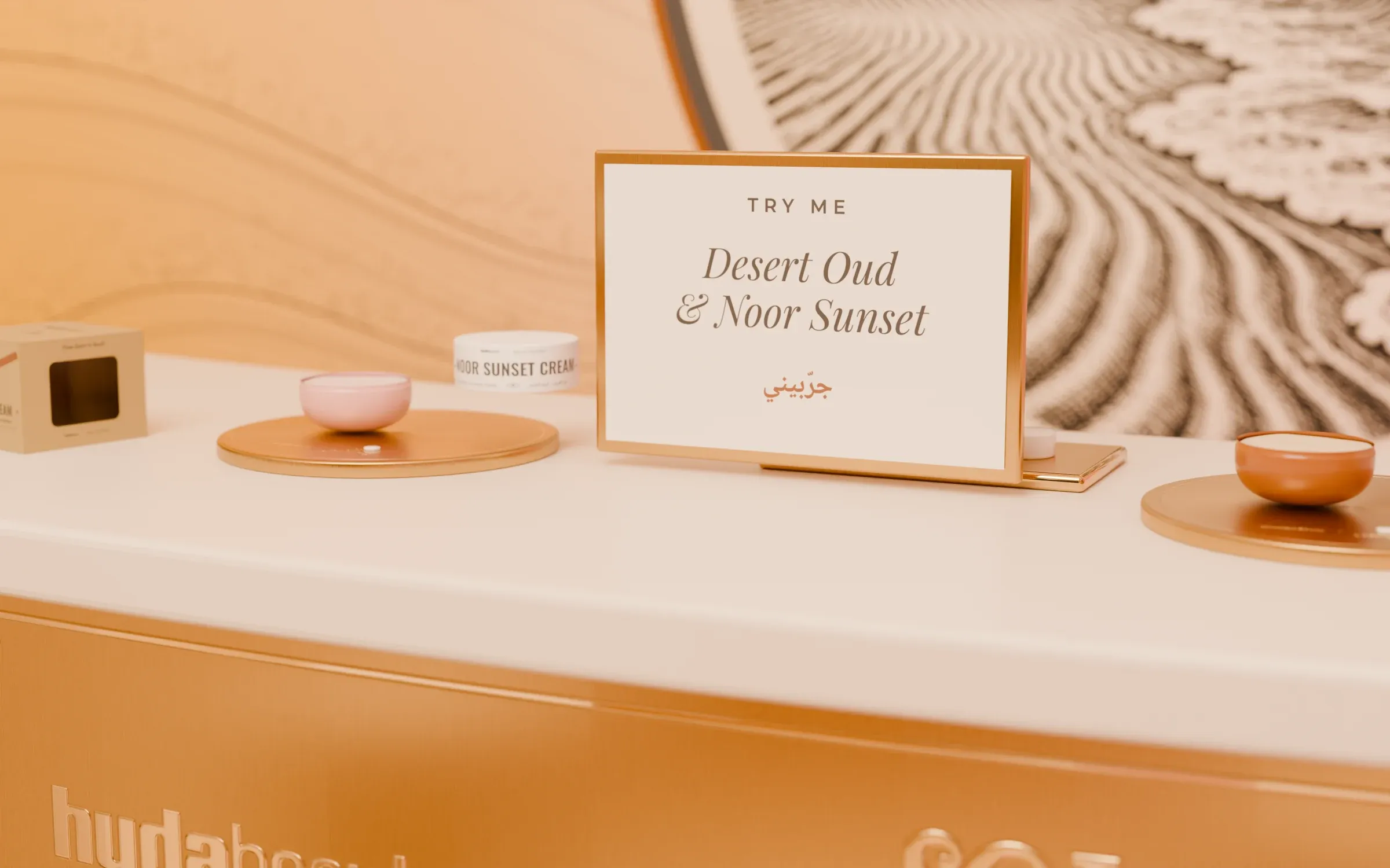 Close-up of open tester jars on the counter