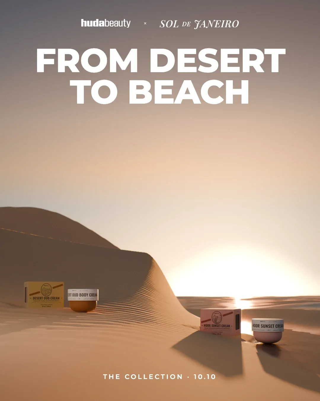 Teaser post: the dune running down to the water, both creams, “From desert to beach”