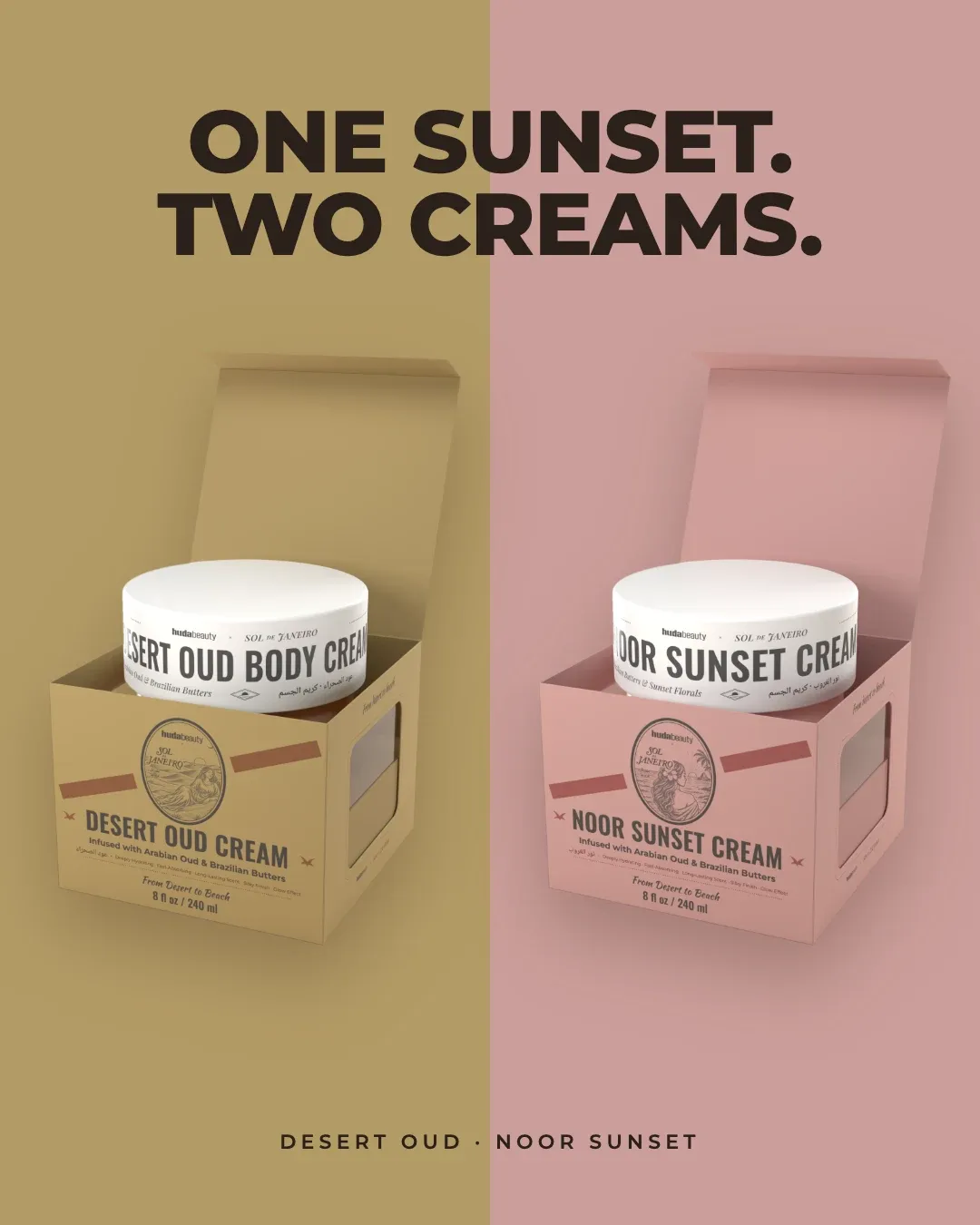 Gift post: both open cartons, “One sunset. Two creams.”