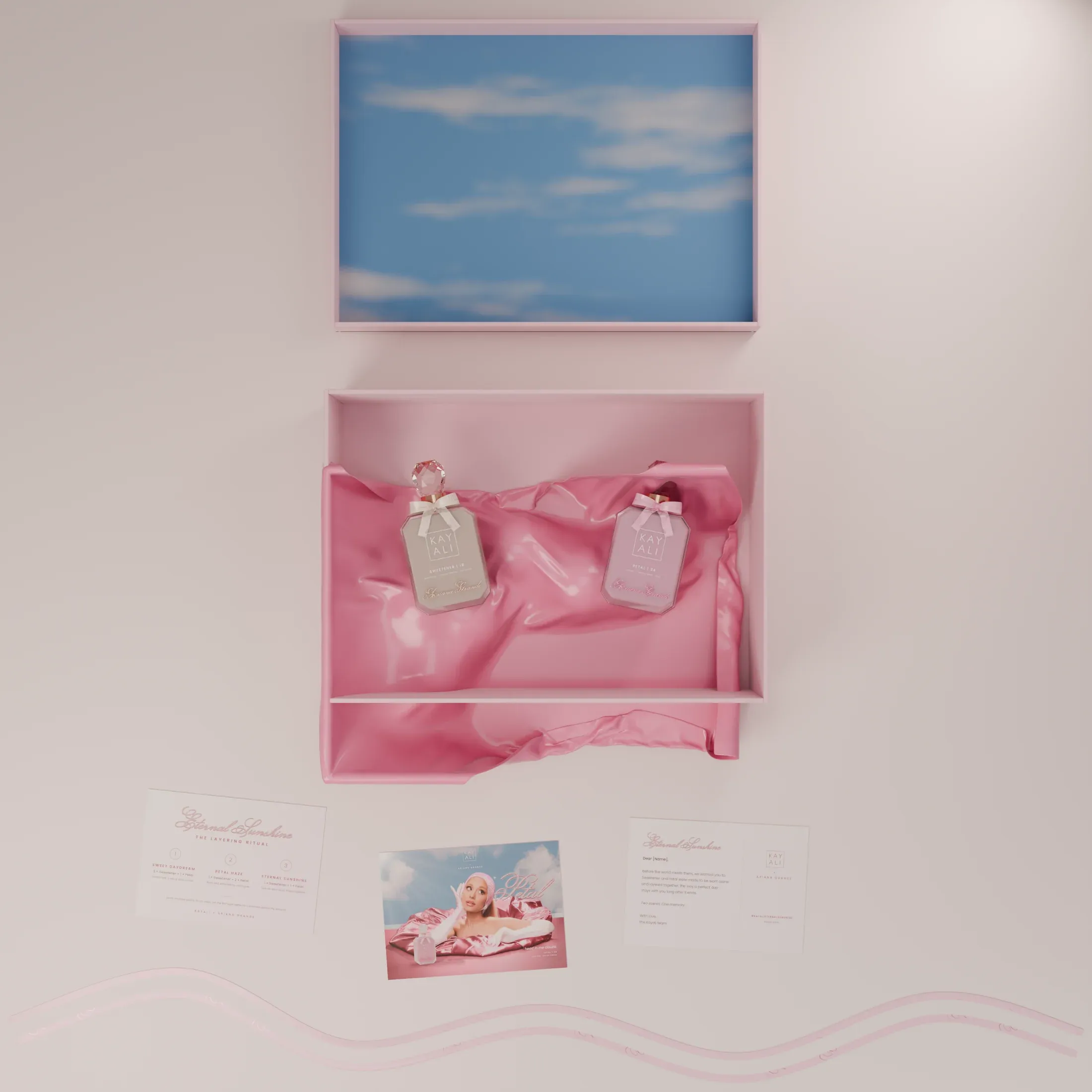 Flat lay of the PR box with its cards