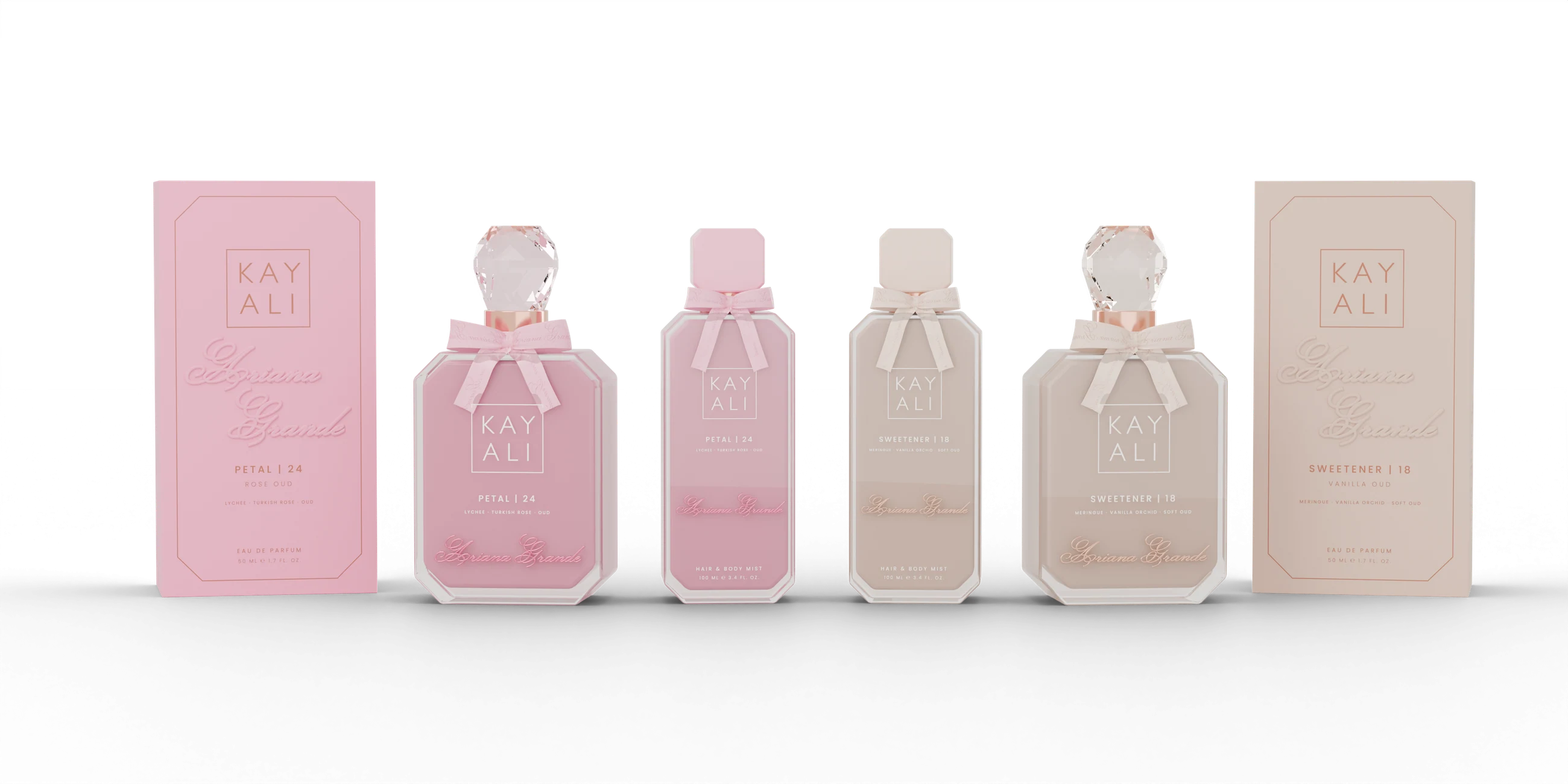 The full range: two boxes, two eaux de parfum and two hair & body mists