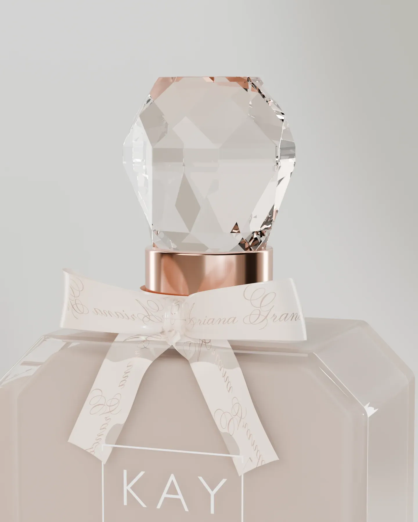 Macro of the champagne satin bow on the Sweetener flacon