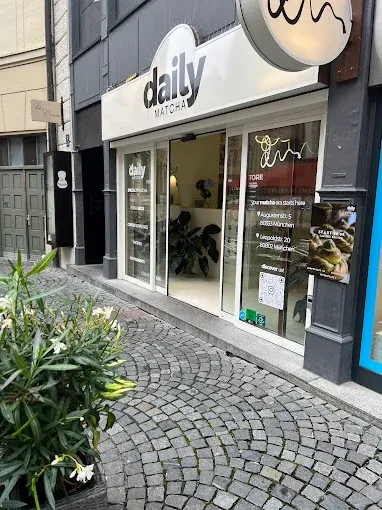 Daily Matcha shopfront on a cobbled street