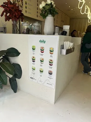 Daily Matcha shopfront with the signature squiggle in the window