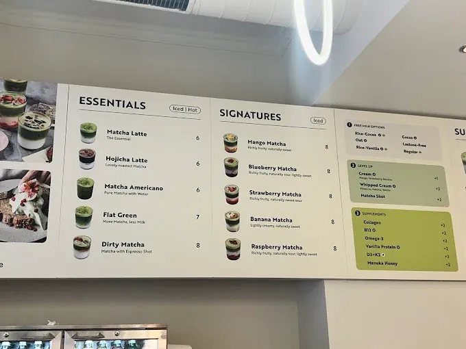 The full printed menu board