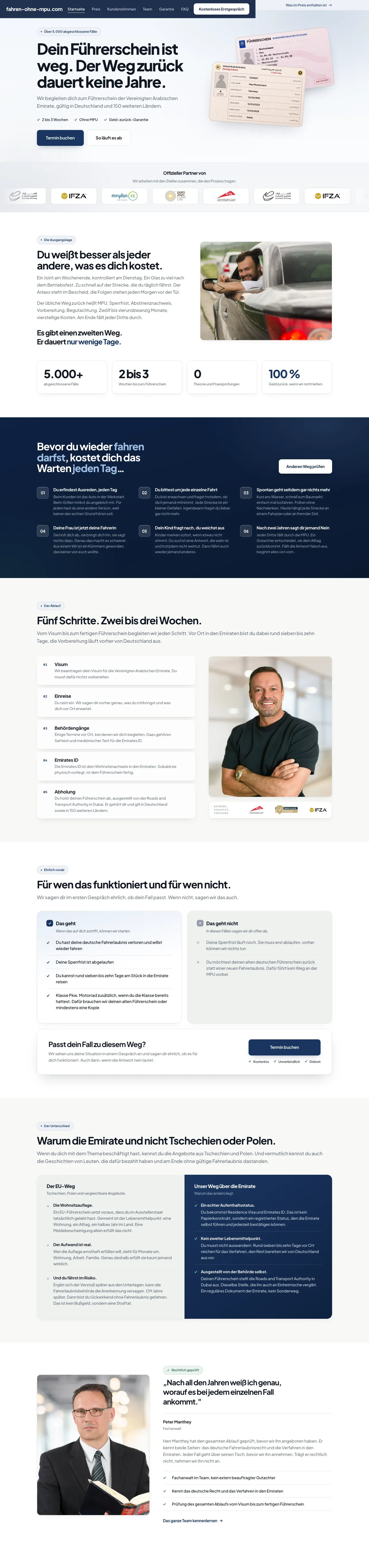 fahren-ohne-mpu.com, home page, upper half