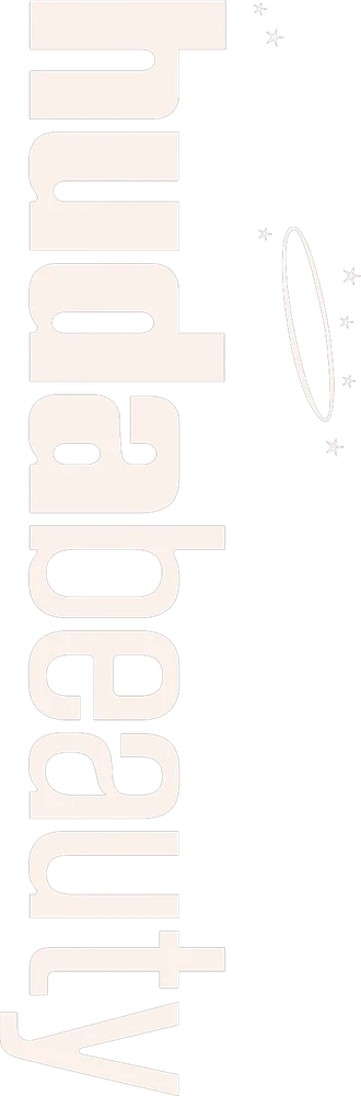 Print artwork: the vertical hudabeauty wordmark with the Bratz halo