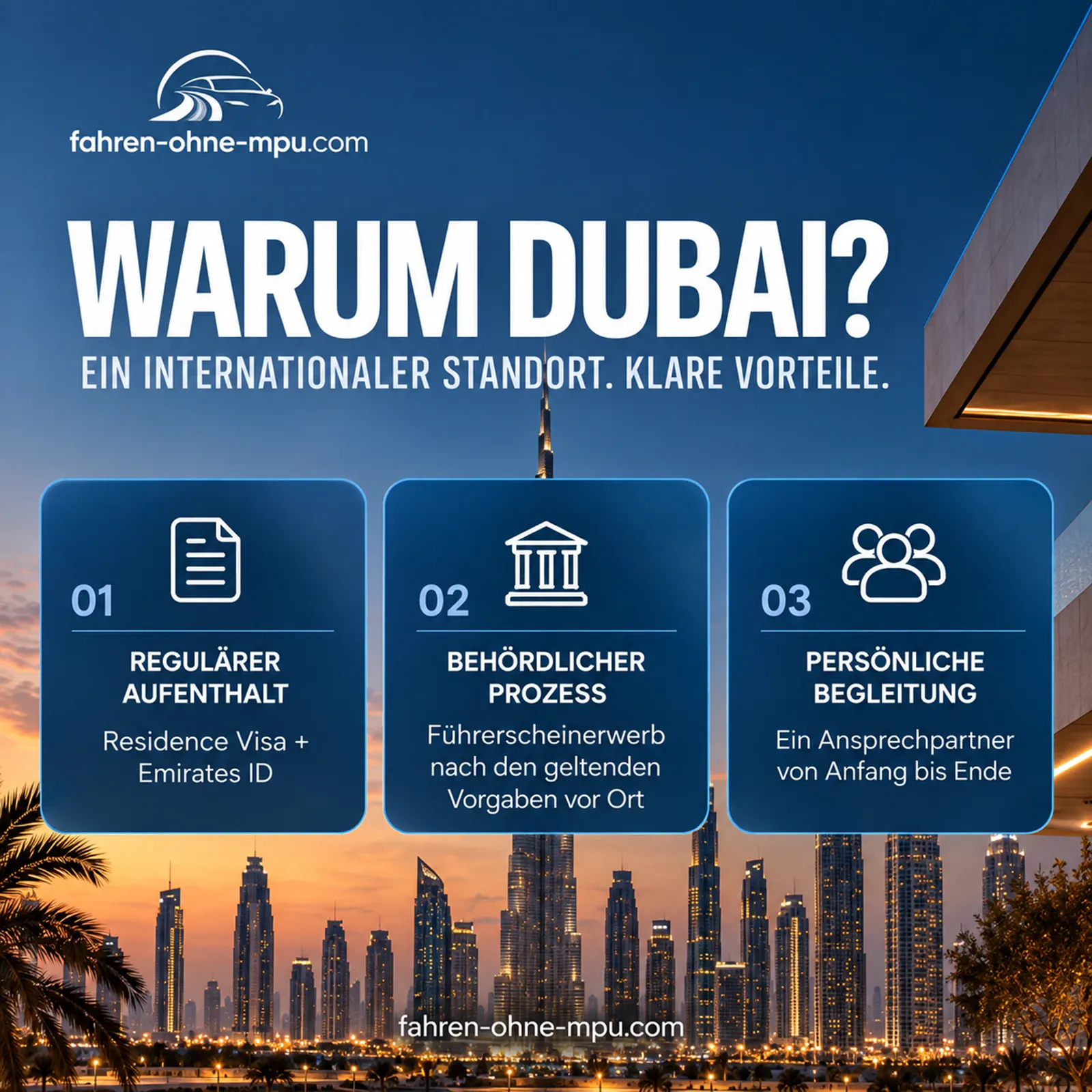 Wave one, version A: “Warum Dubai? Ein internationaler Standort”