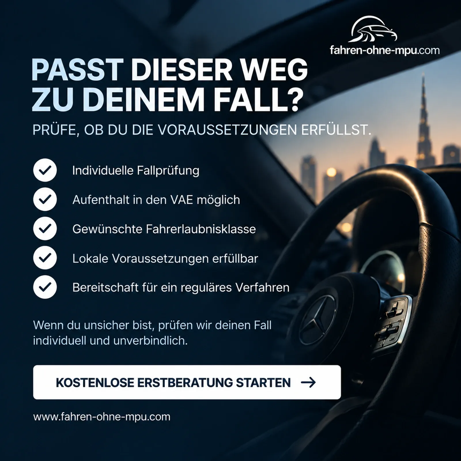 Wave one, version A: “Passt dieser Weg zu deinem Fall?”, general criteria