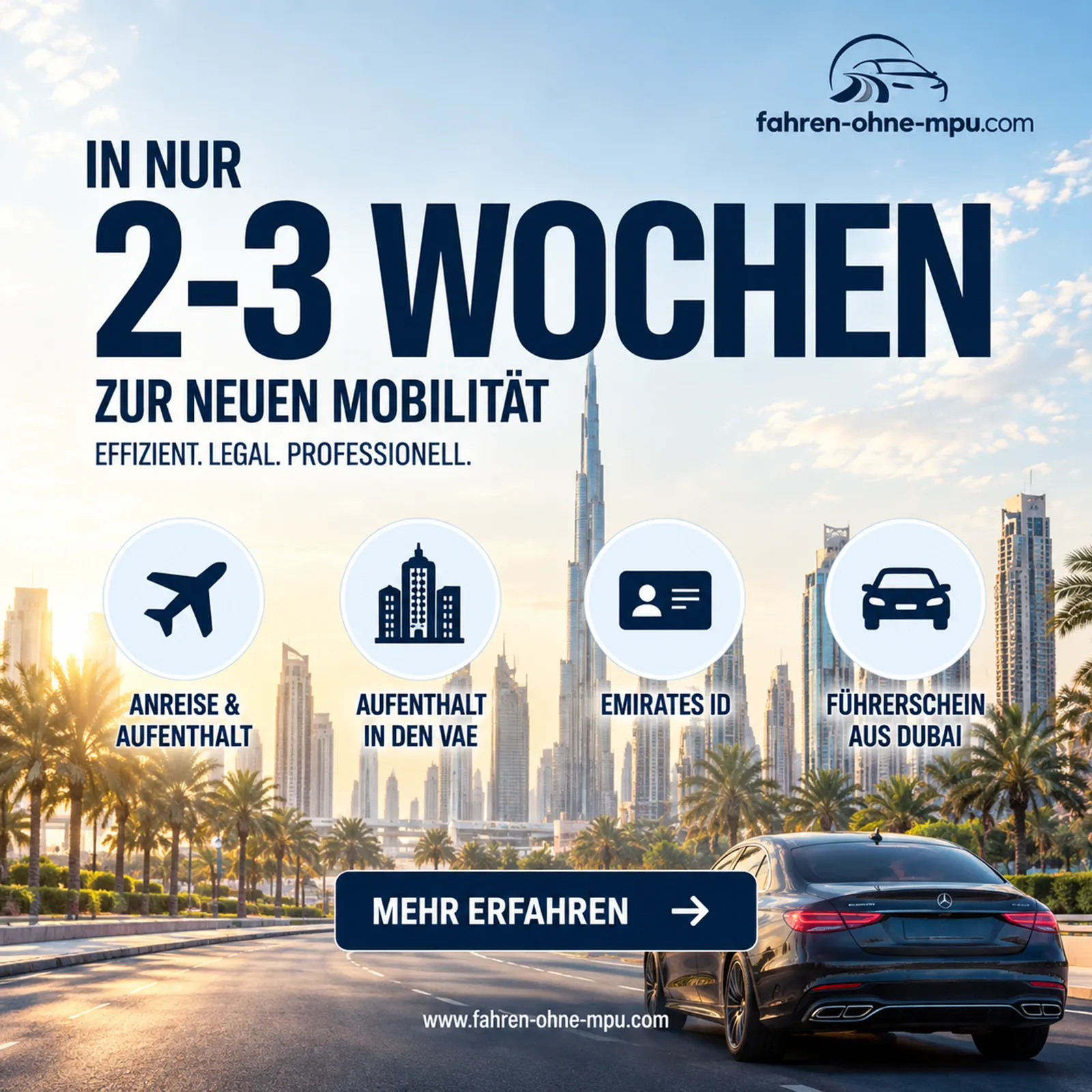 Wave one, version A: “In nur 2–3 Wochen zur neuen Mobilität”