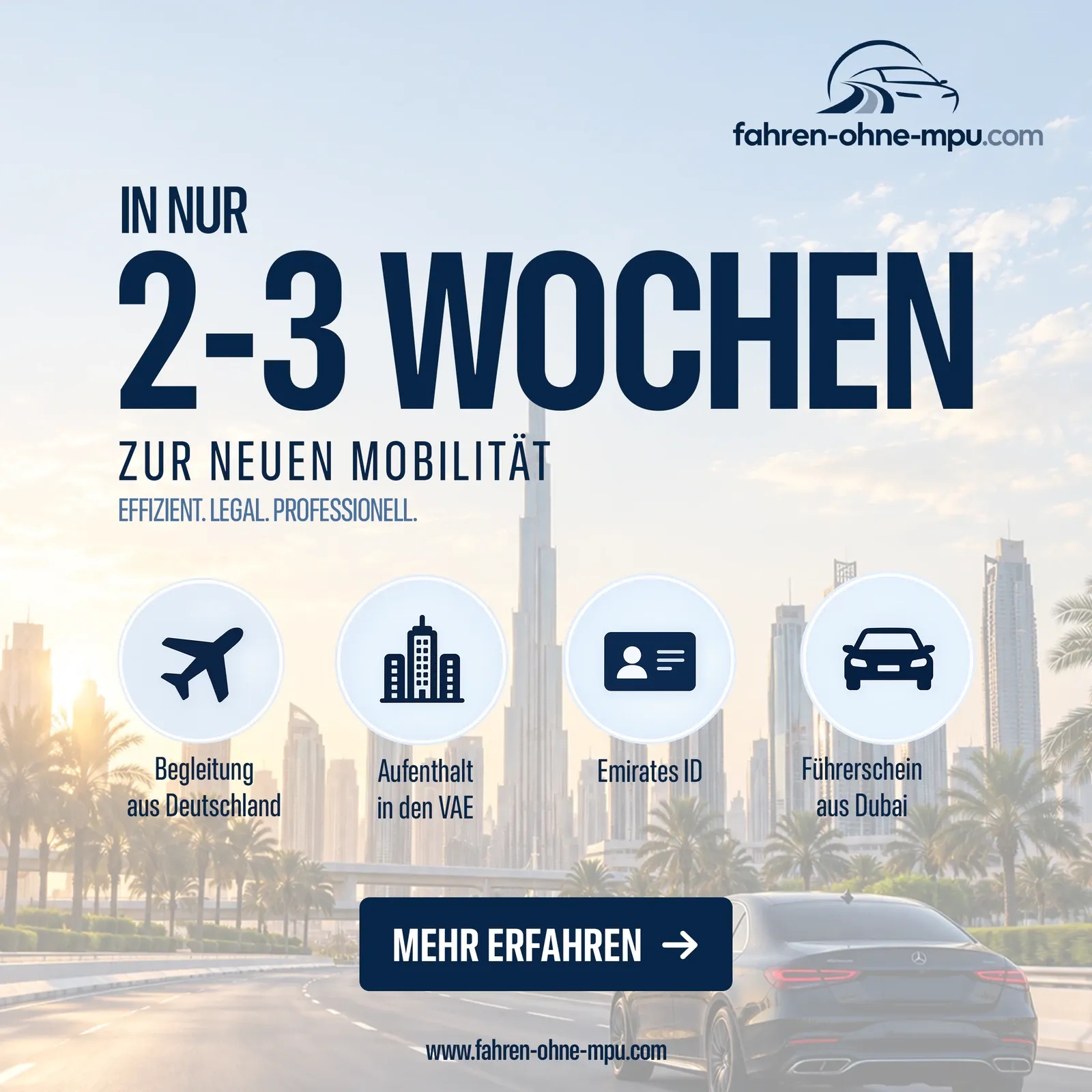 Wave one, version B: “In nur 2–3 Wochen zur neuen Mobilität”, starting from Germany