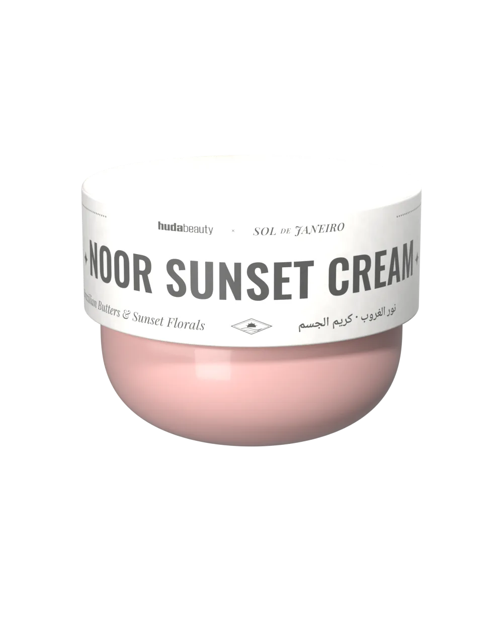 Noor Sunset Cream: the pink jar with its white wrap label